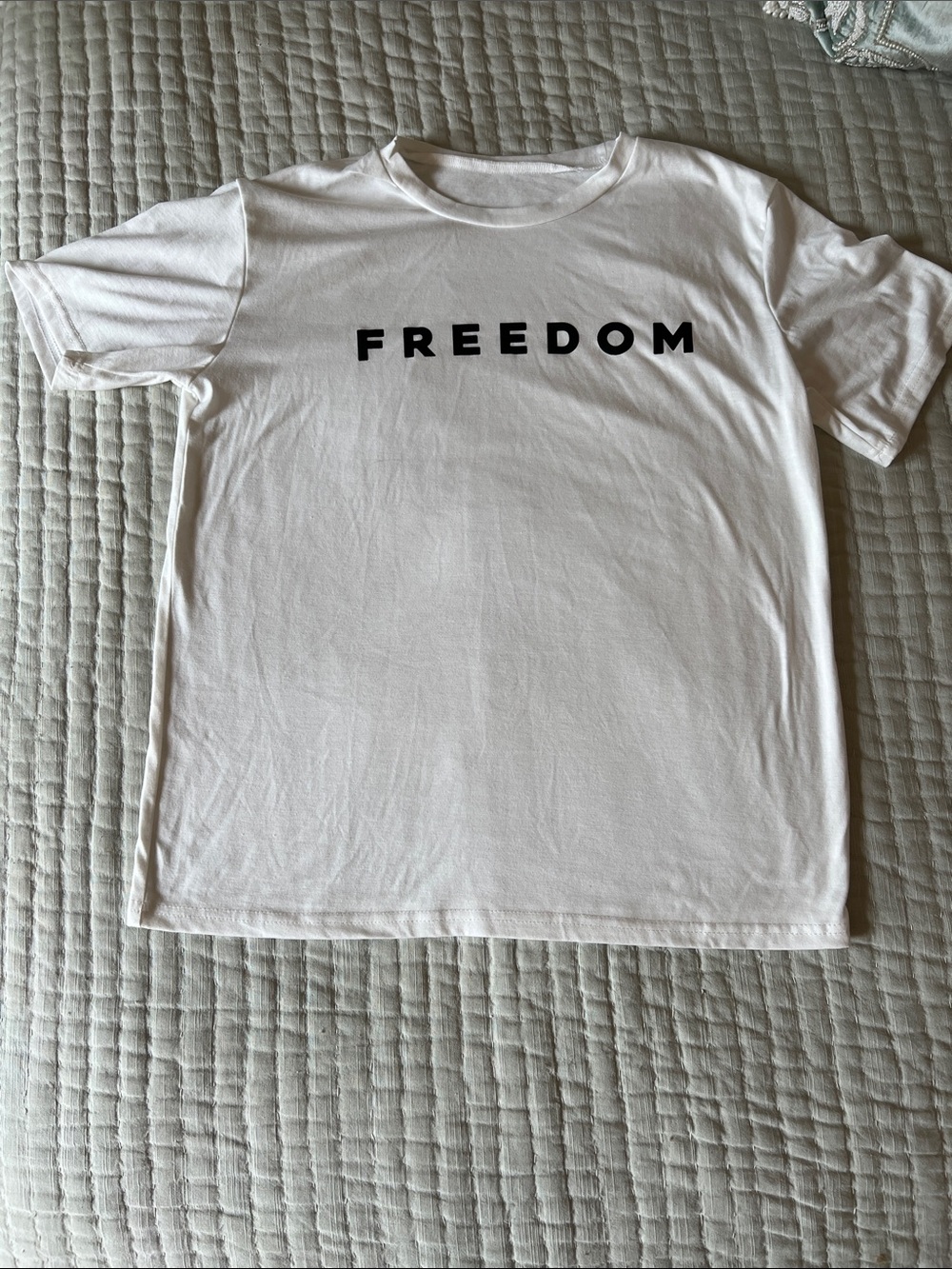 FREEDOM Graphic Crewneck T-Shirt - White